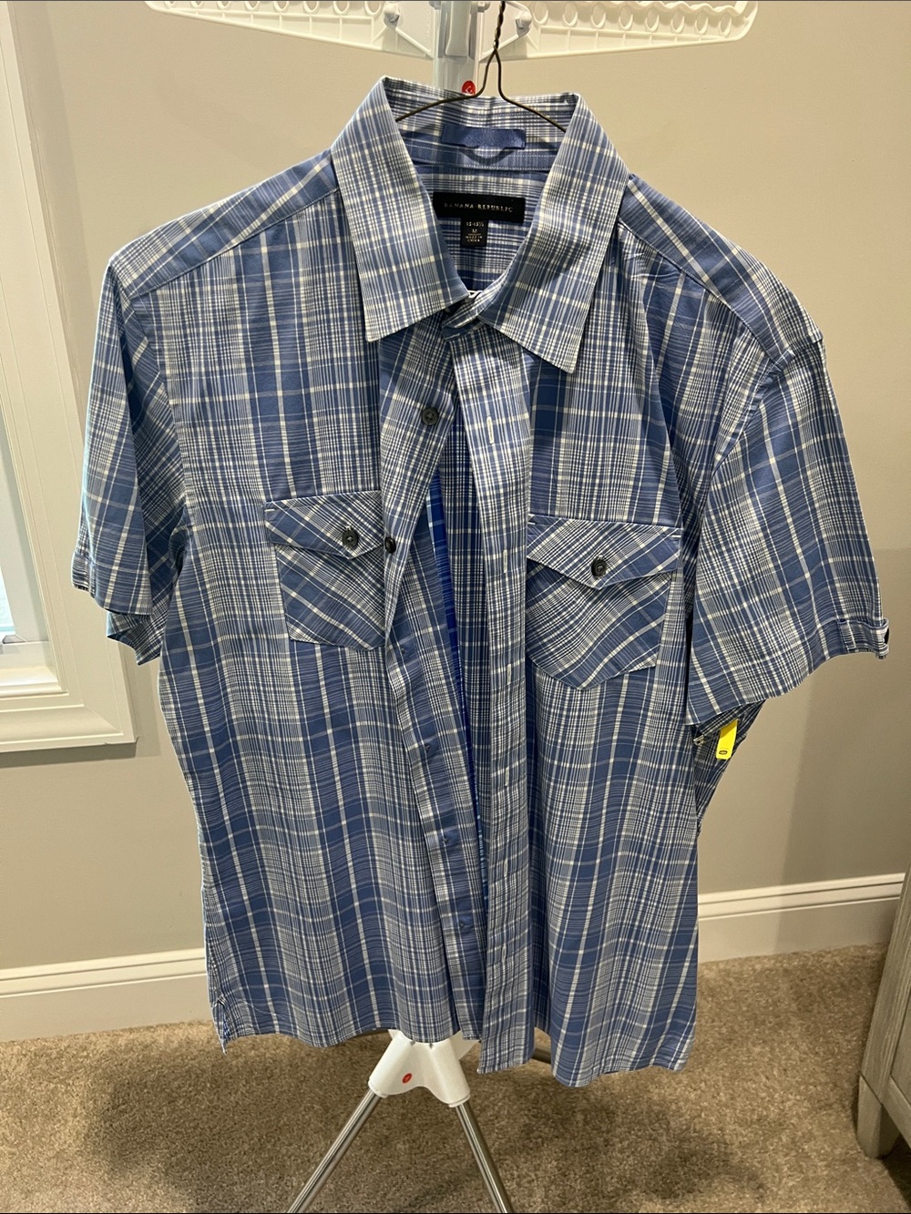 Banana republic Casual Blue Plaid Short-Sleeve Shirt - Men